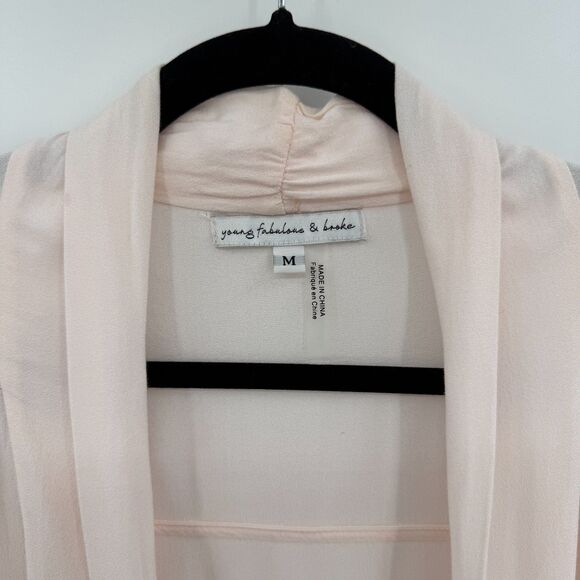 YOUNG FABULOUS & BROKE Carmen White Orange Pink Ombre LS Low Knot Open Top Sz M - Picture 5 of 6